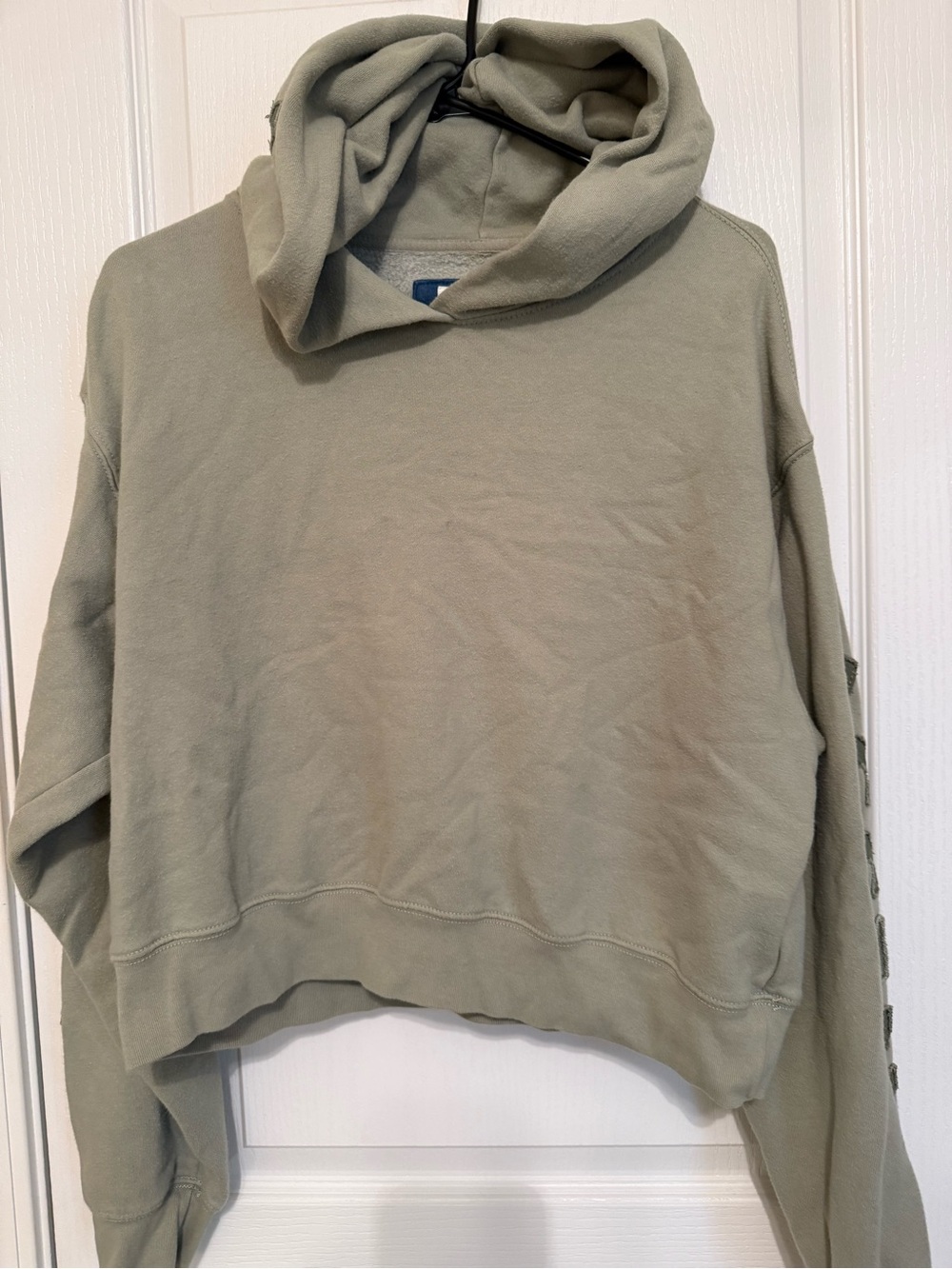 American Eagle Outfitters Sage Green Hooded Cropped Sweater